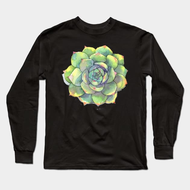 Watercolor green Succulent Long Sleeve T-Shirt by SouthPrints